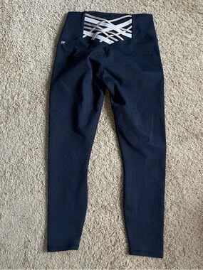 Fabletics Navy Leggings with White Corset back detail